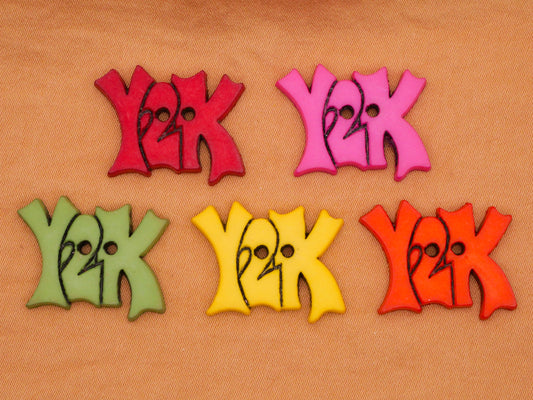 Y2K New Year New Millennium Colorful Plastic Button Various 16x22mm