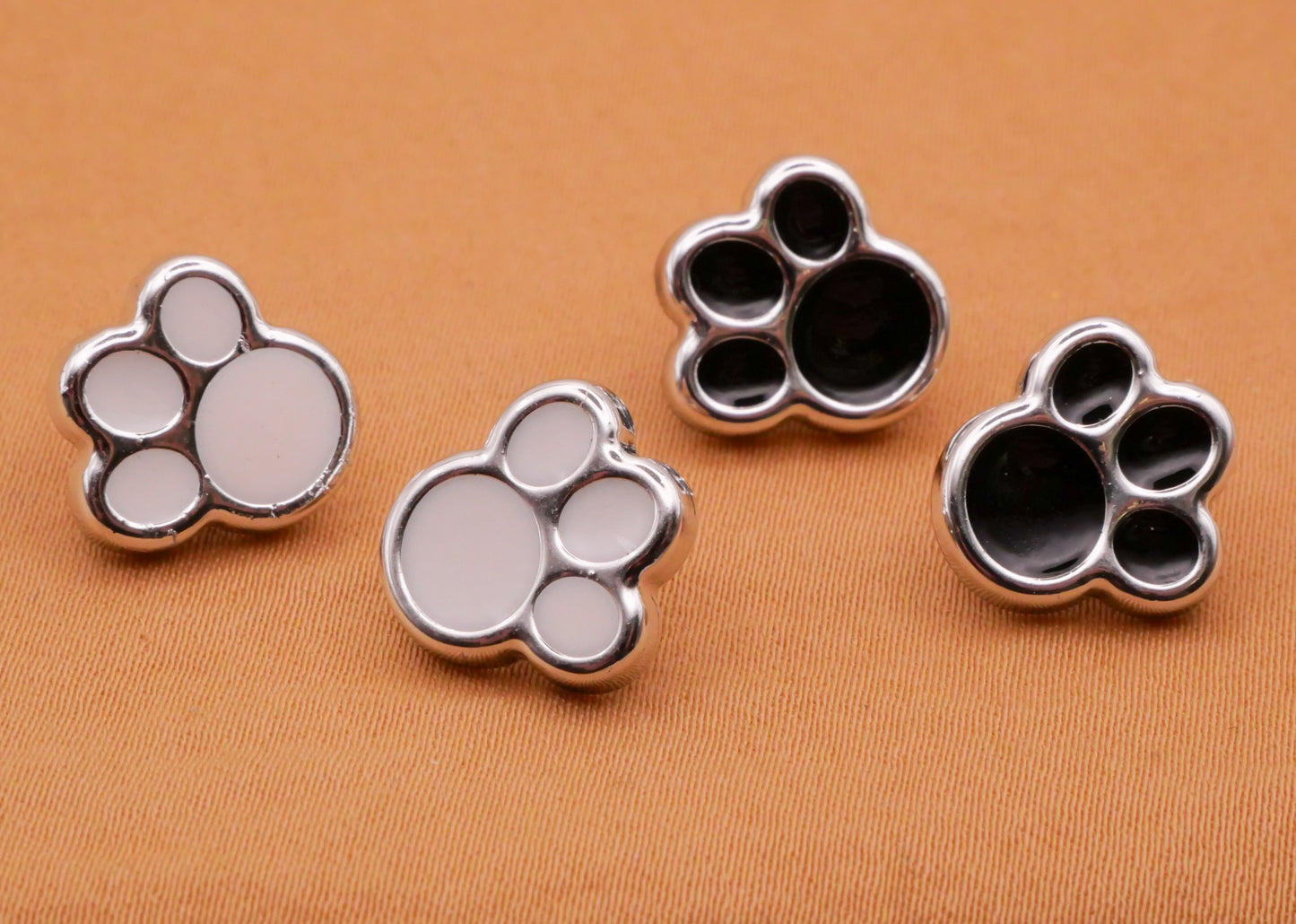 Animal Paw Print Cat Dog Plastic Set of Four Buttons 12x13mm