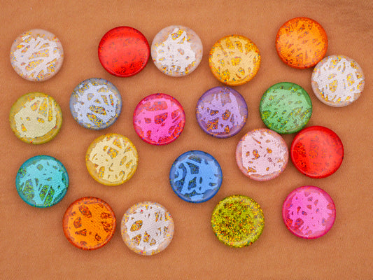 Glitter Design in Plastic Colorful Assorted Set of Twenty Buttons 13mm