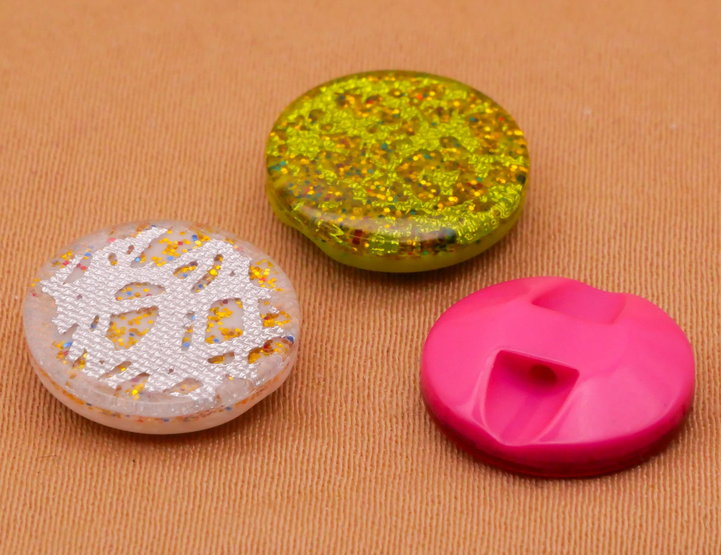Glitter Design in Plastic Colorful Assorted Set of Twenty Buttons 13mm