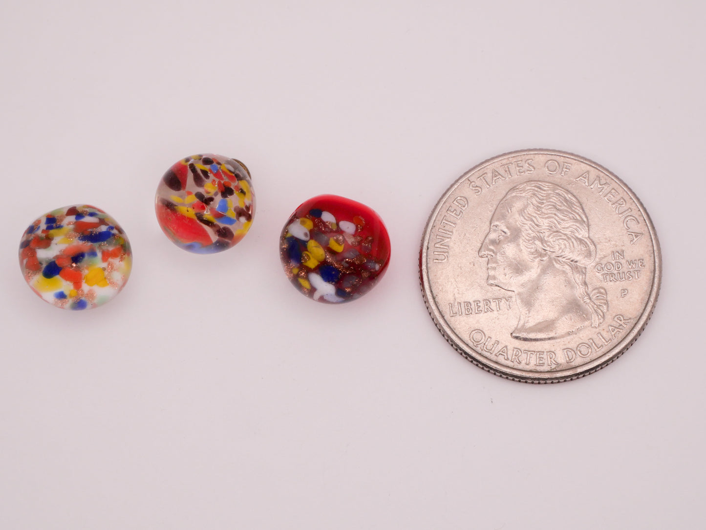 Paperweight Colorful Specs Glitter Glass Button Various 10-11mm