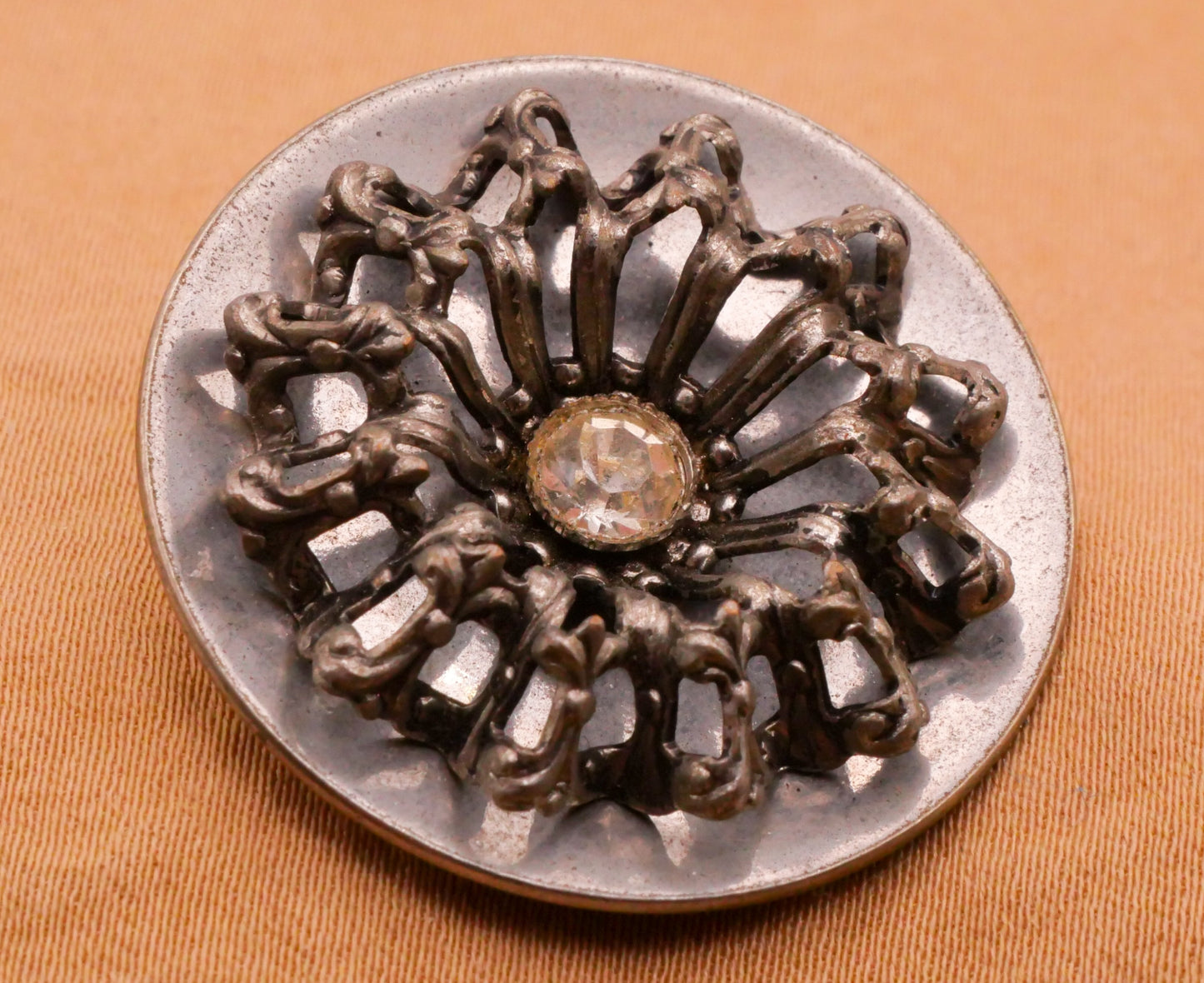 Snowflake Antique Rhinestone Glass Metal Button Various 30-34mm