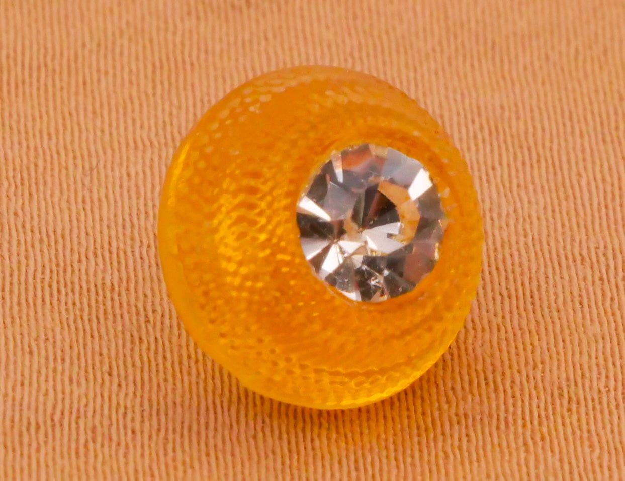 Yellow Mustard Rhinestone Vintage Glass Button 11mm