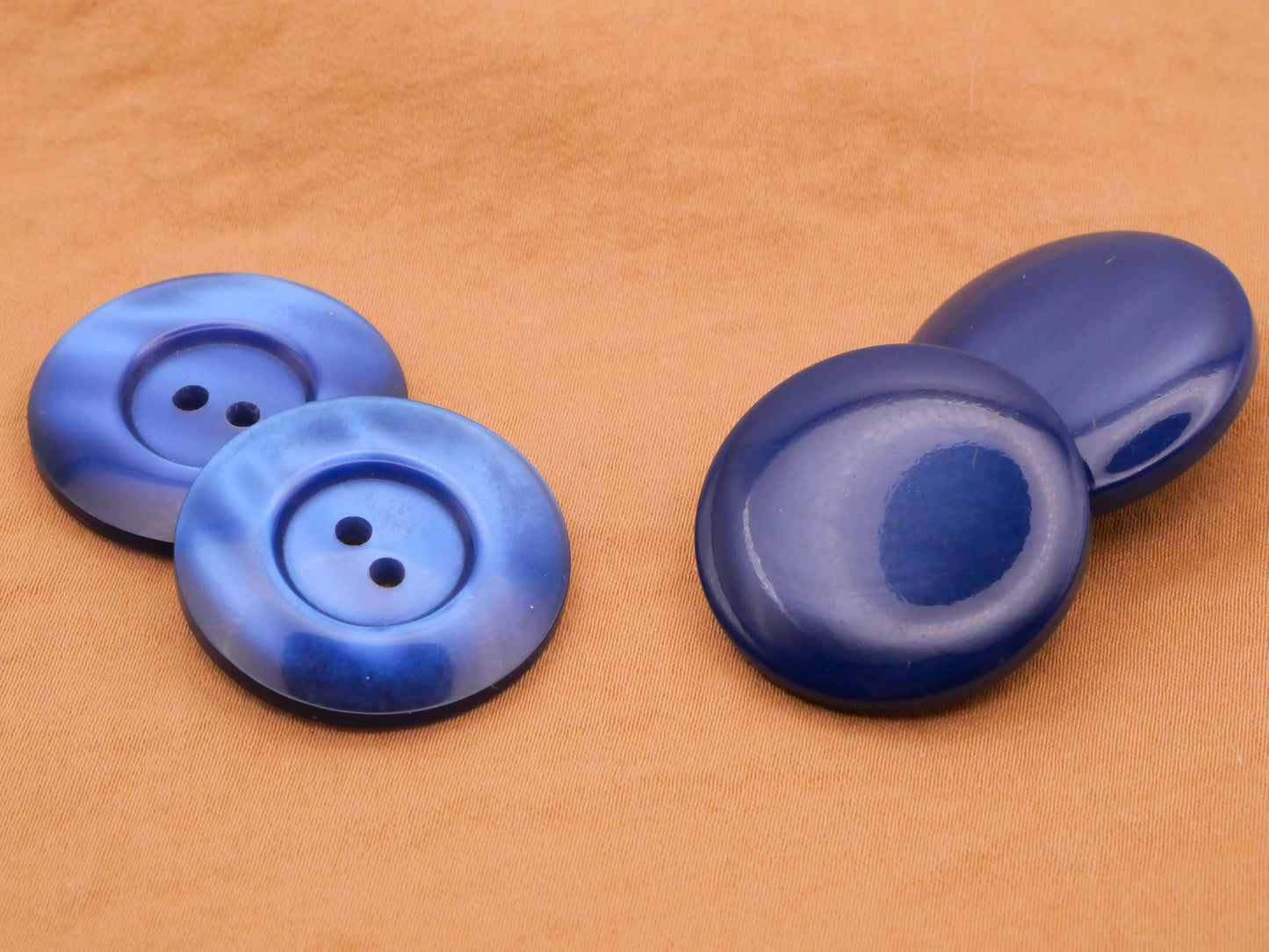 Blue Vintage Plastic Pair of Buttons Various 27mm