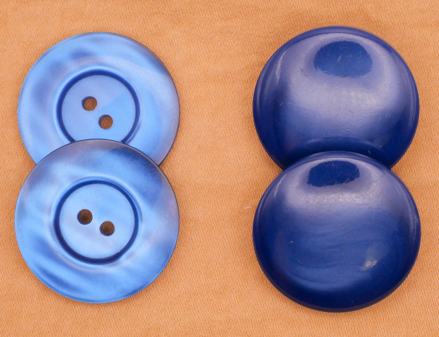 Blue Vintage Plastic Pair of Buttons Various 27mm