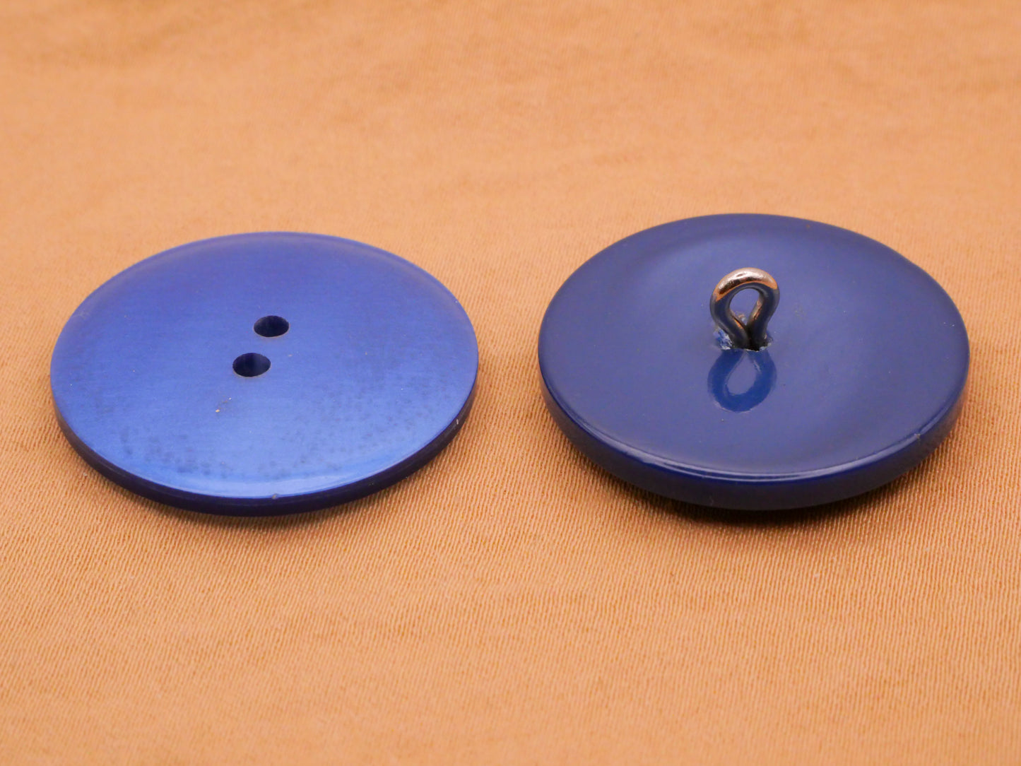 Blue Vintage Plastic Pair of Buttons Various 27mm