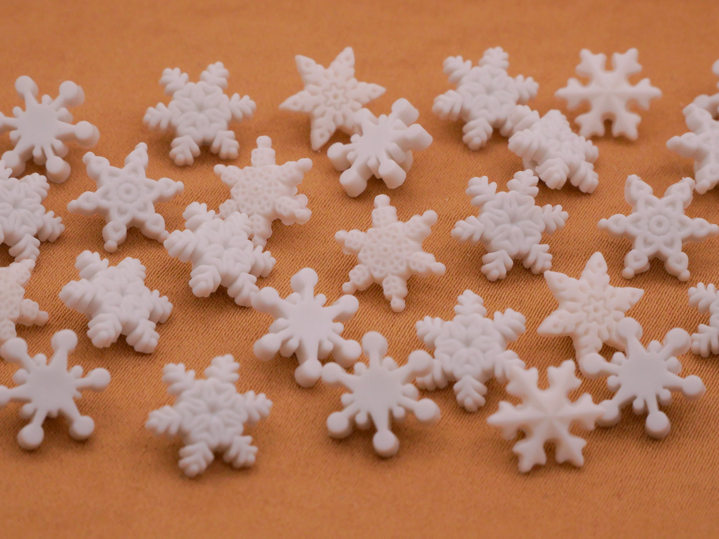 Snowflake Tiny White Plastic Set of Thirty-Two Buttons 9mm