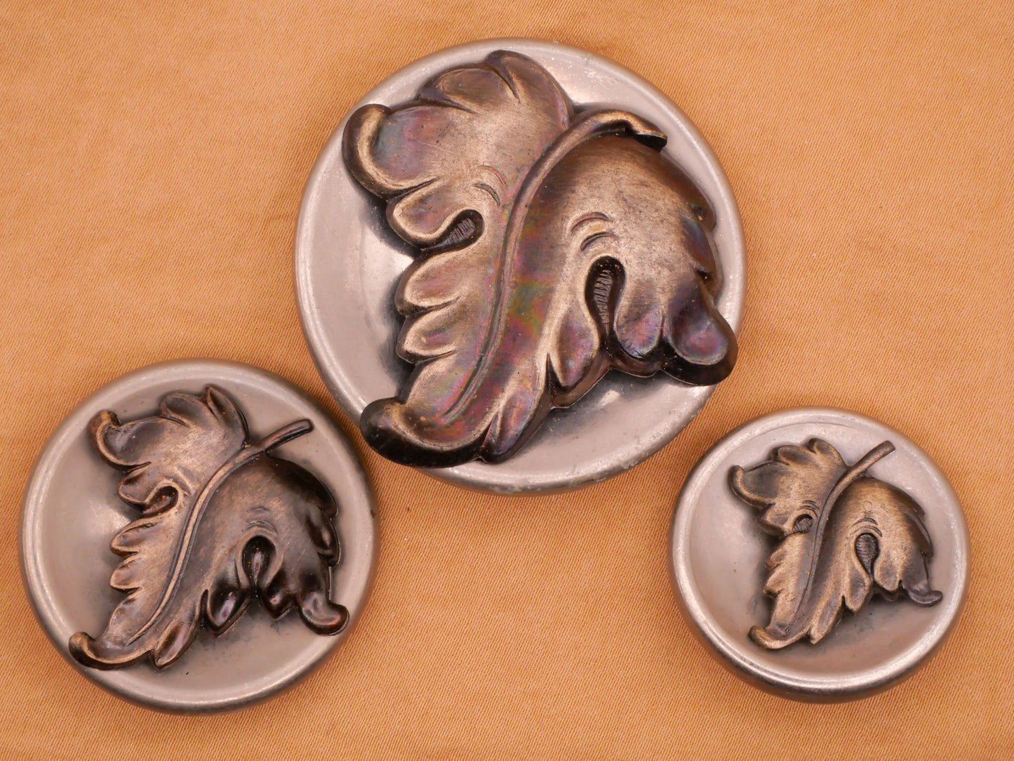 Leaf Leaves Two-Tone Two-Part Metal Button Various 29x45mm