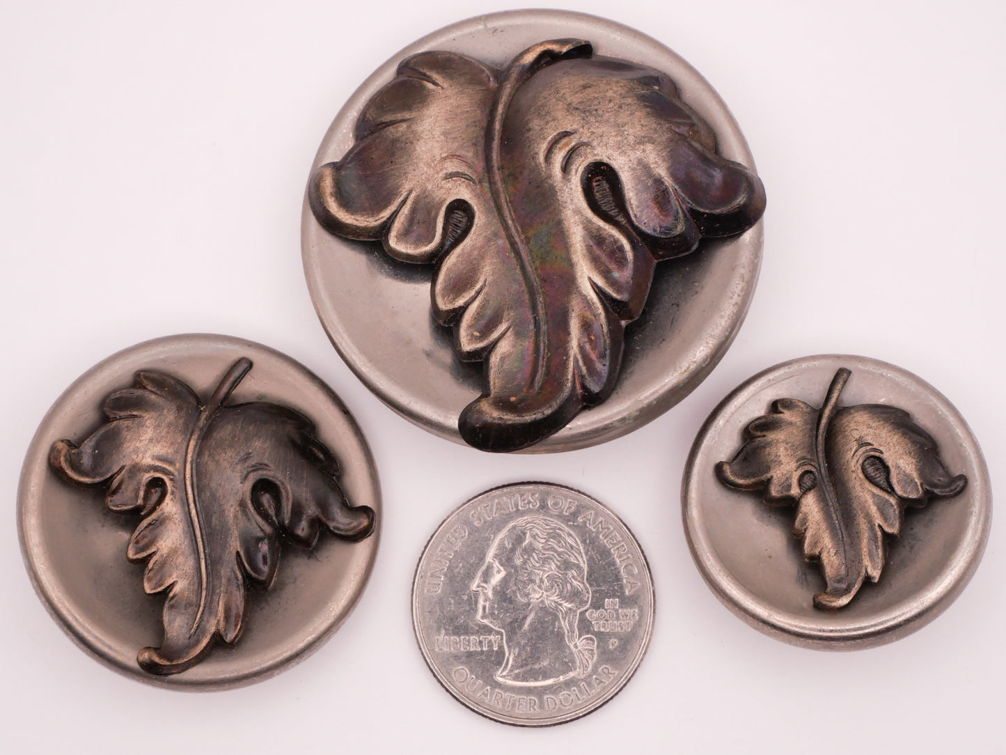 Leaf Leaves Two-Tone Two-Part Metal Button Various 29x45mm