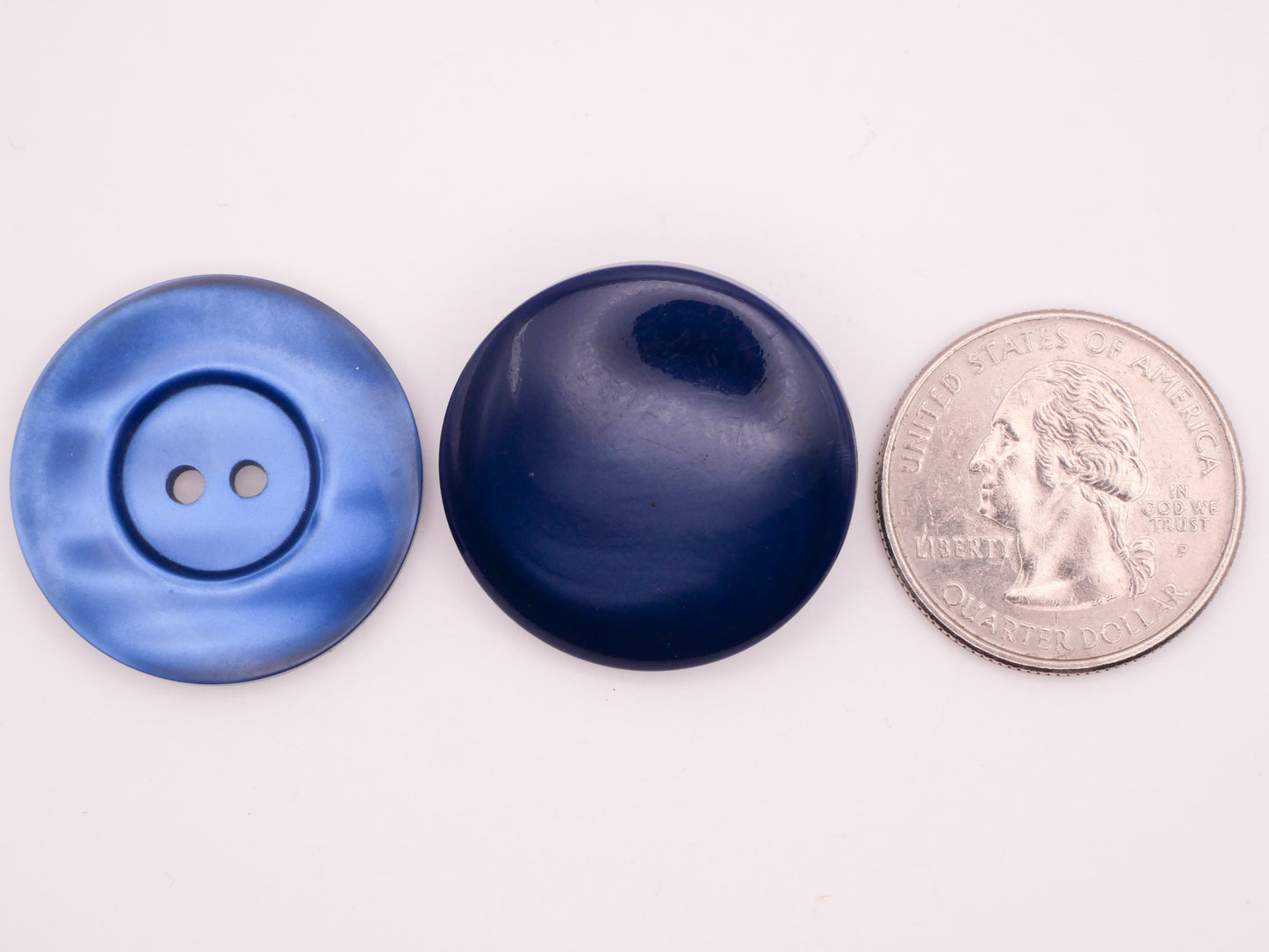 Blue Vintage Plastic Pair of Buttons Various 27mm