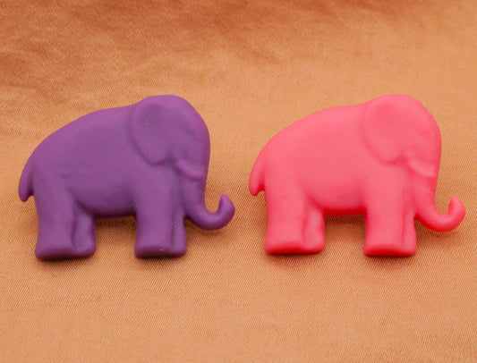 Elephant Purple Pink Plastic Button Various 22x28mm