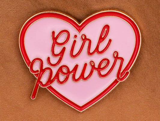 Girl Power Heart Verbal Enamel Metal Button 27x31mm