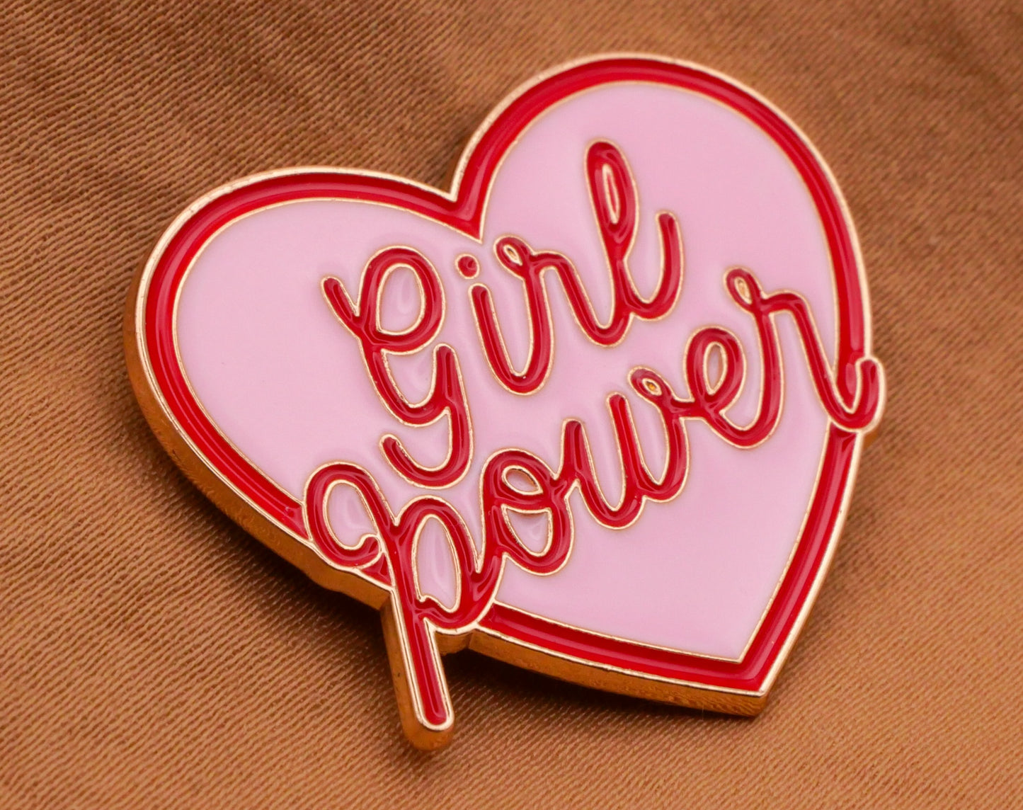 Girl Power Heart Verbal Enamel Metal Button 27x31mm