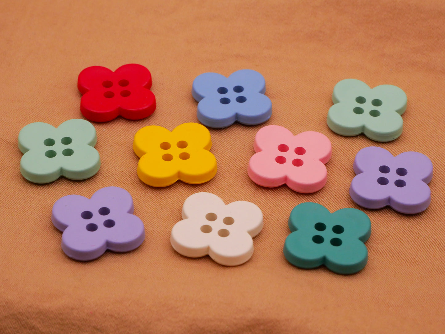 Clover Shamrock Colorful Plastic Set of Ten Buttons 15mm