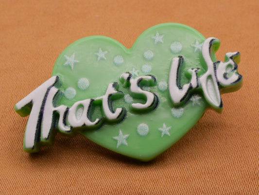 That's Life Verbal Mint Green Heart Plastic Button 20x34mm