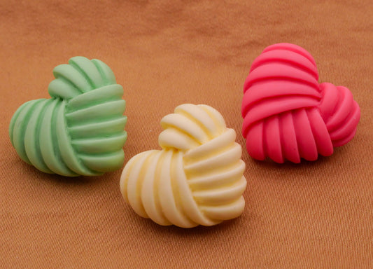 Heart Frosting Icing Plastic Set of Three Buttons Various 19x20mm