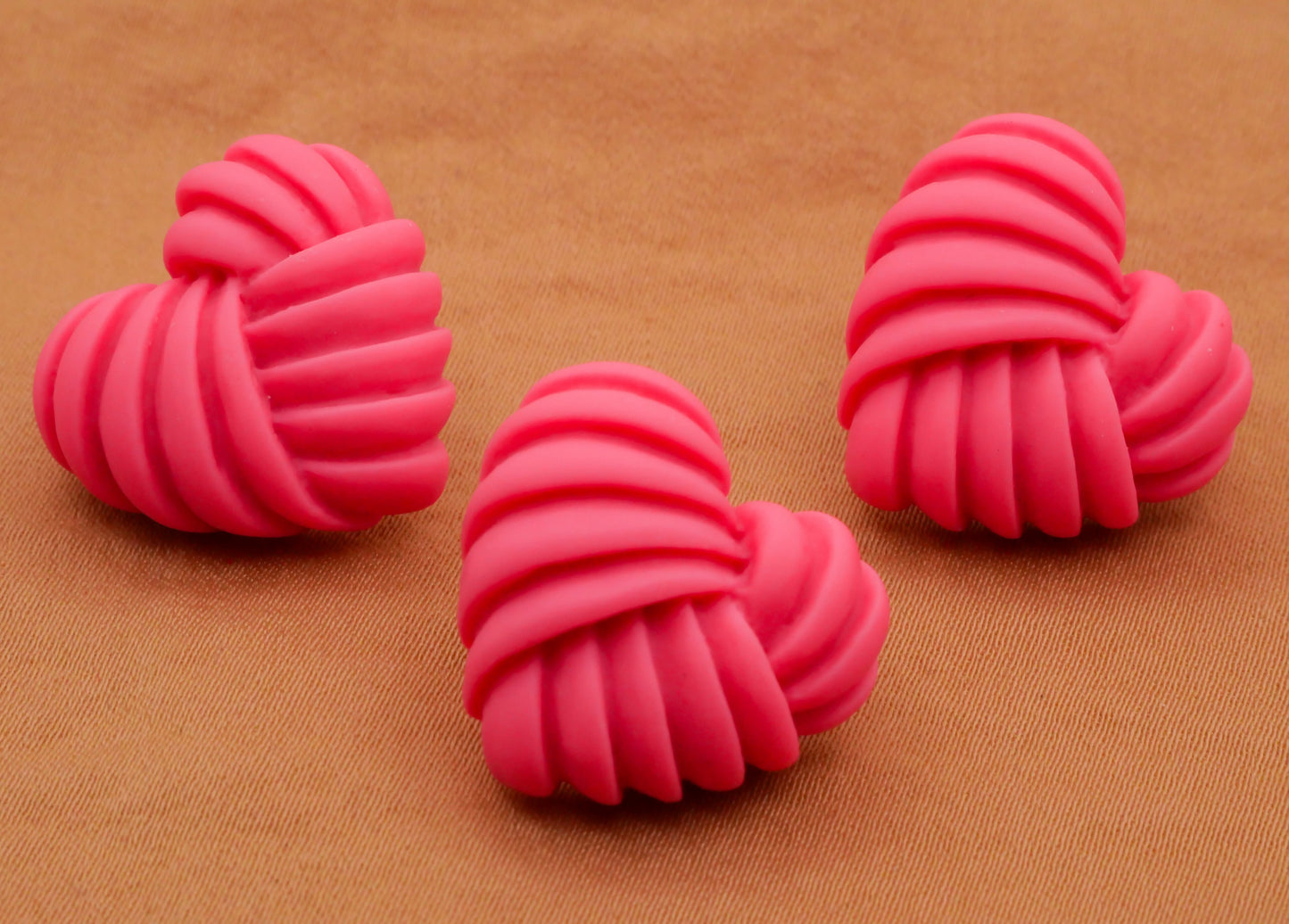 Heart Frosting Icing Plastic Set of Three Buttons Various 19x20mm