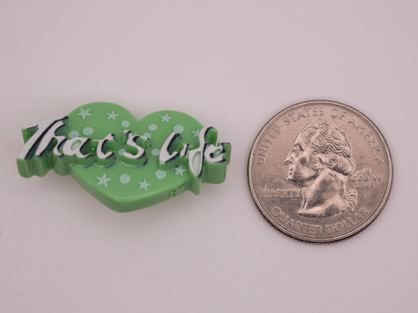 That's Life Verbal Mint Green Heart Plastic Button 20x34mm