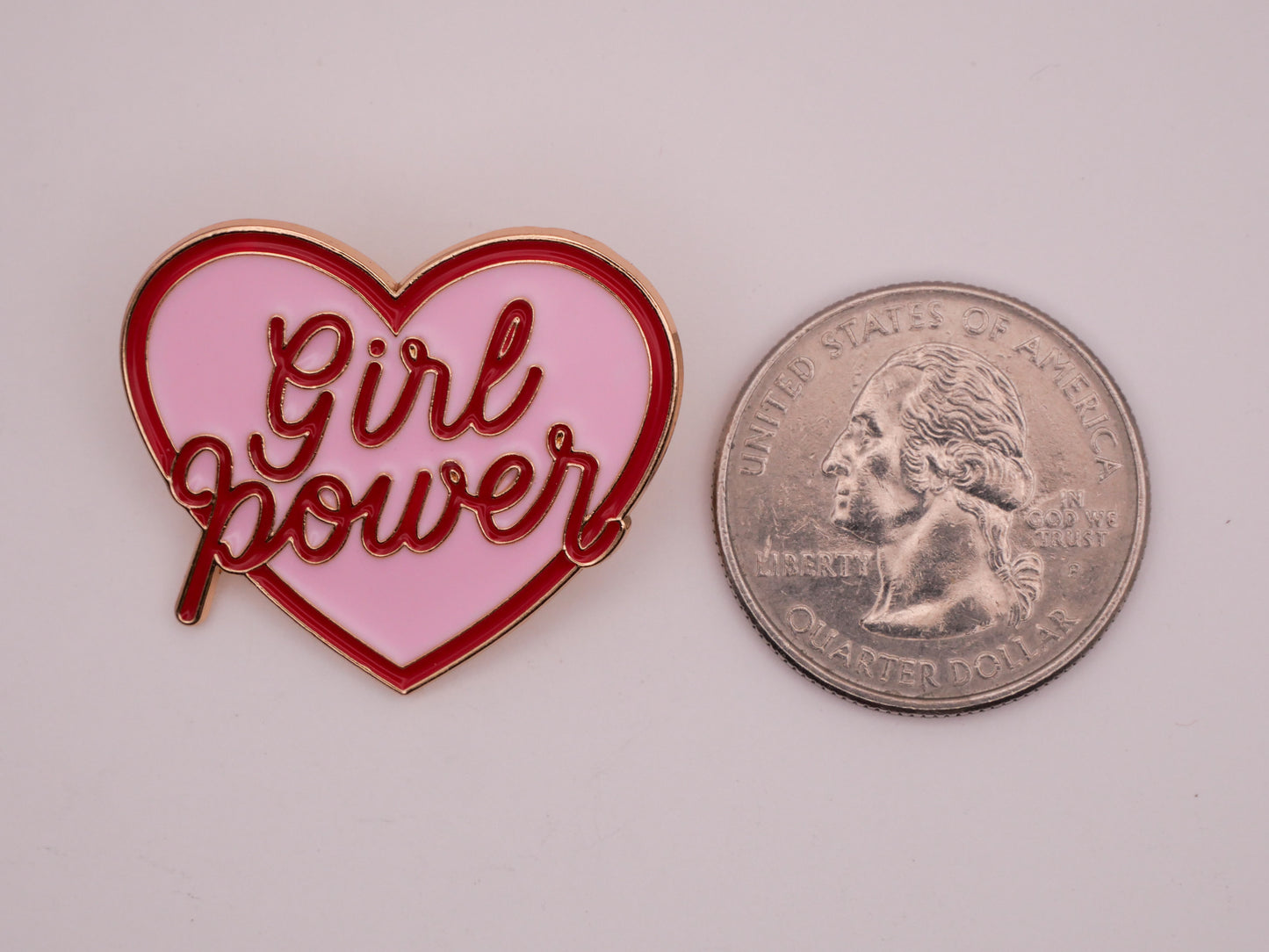 Girl Power Heart Verbal Enamel Metal Button 27x31mm