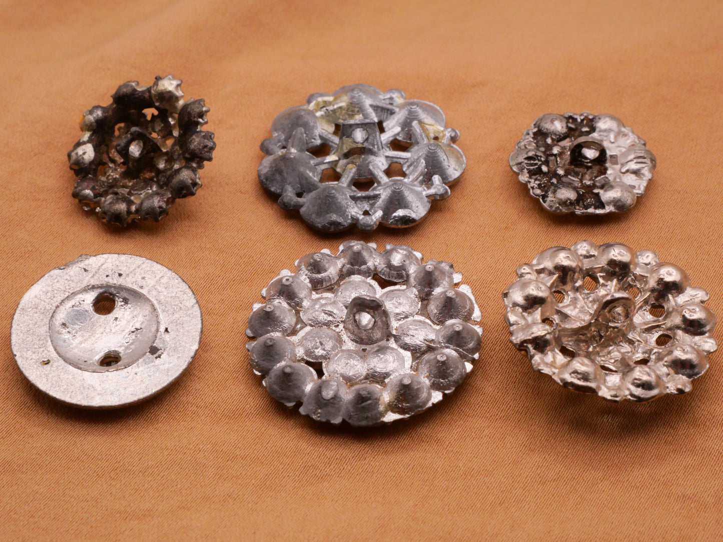 Rhinestone Cluster Flower Vintage Glass Metal Button Various 18-28mm