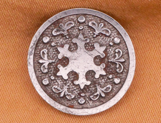 Snowflake Antique Polished Metal Button 16mm