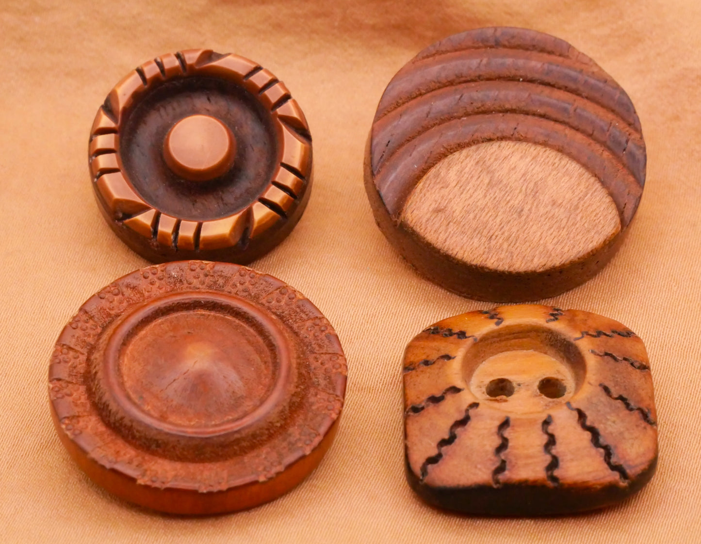 Meteorology Inspired Vintage Carved Wood Buttons Various 23-29mm