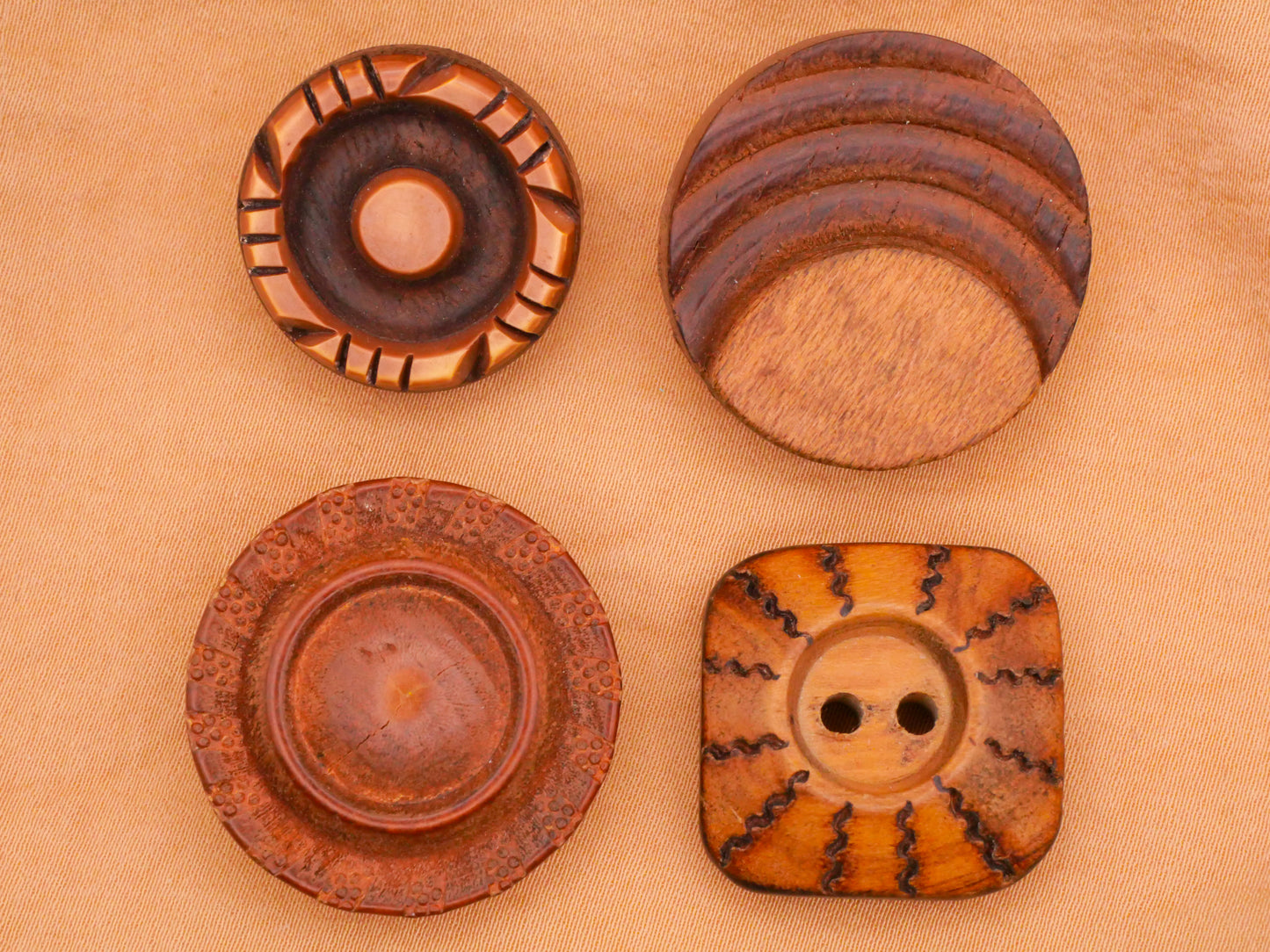 Meteorology Inspired Vintage Carved Wood Buttons Various 23-29mm