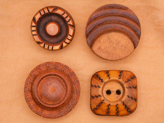 Meteorology Inspired Vintage Carved Wood Buttons Various 23-29mm