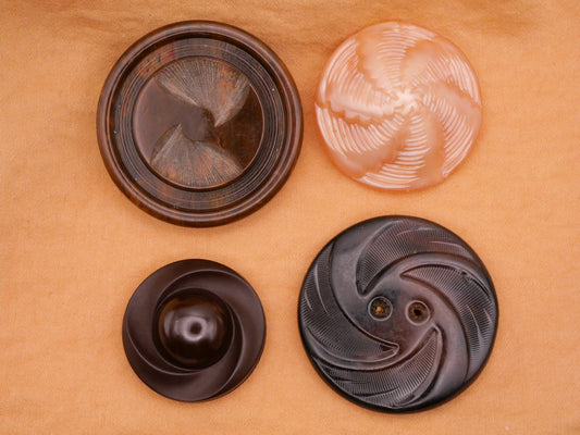Swirl Spiral Brown Champagne Vintage Plastic Button Various 27-40mm