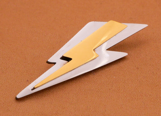 Lightening Bolt Silver Gold Steel Metal Button 12x37mm