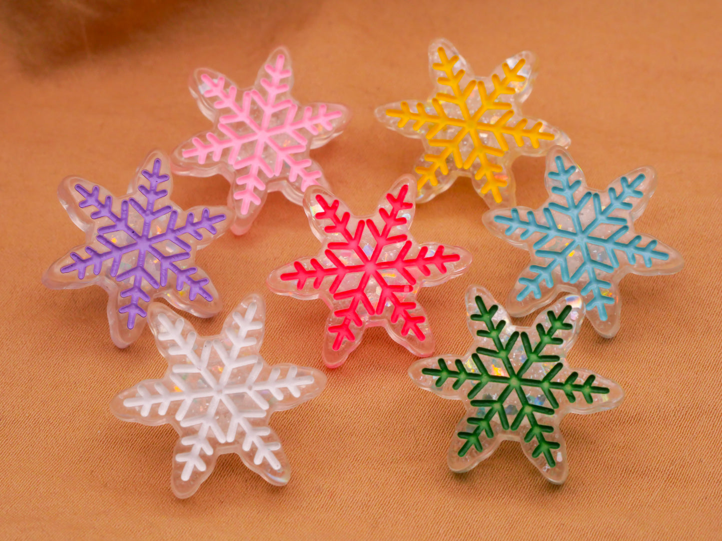 Snowflake Colorful Plastic Assorted Set of Four Buttons 21mm