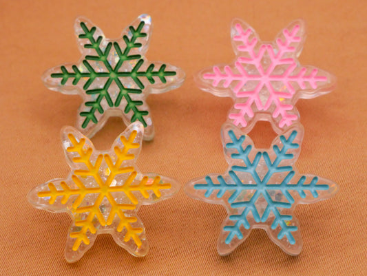 Snowflake Colorful Plastic Assorted Set of Four Buttons 21mm