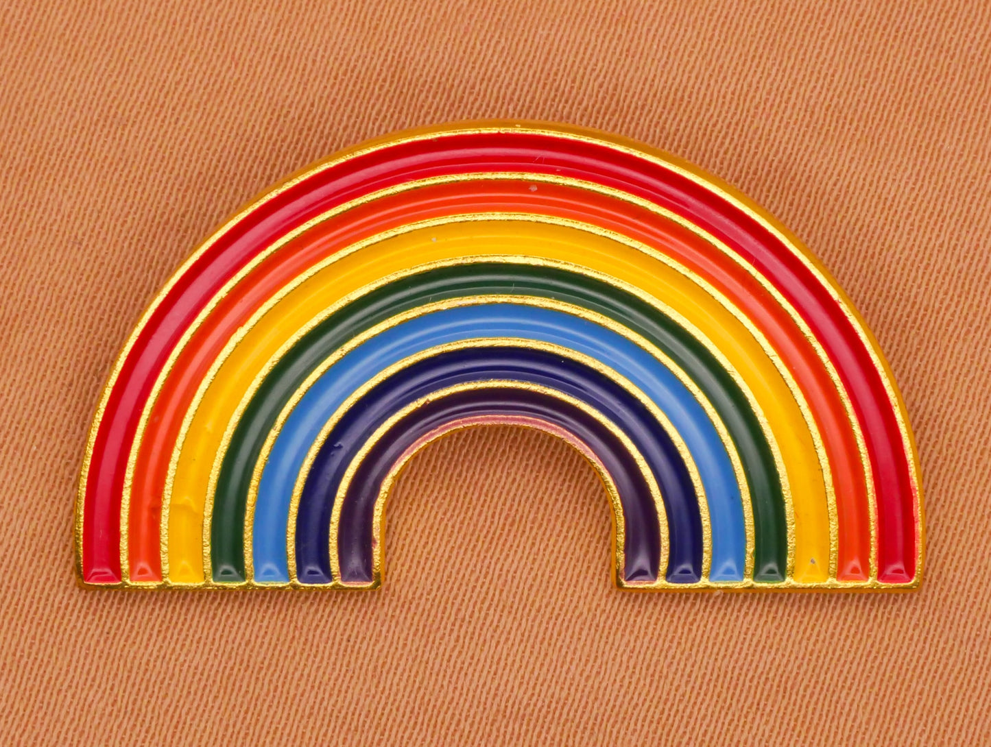 Rainbow Stripes Enamel Metal Button 18x33mm