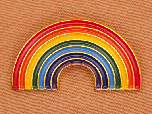 Rainbow Stripes Enamel Metal Button 18x33mm