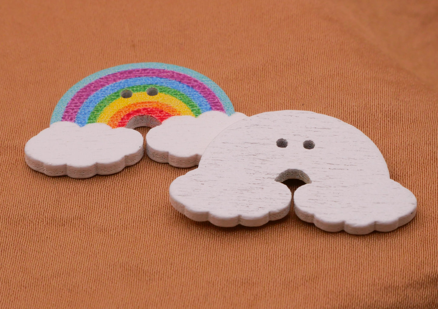 Rainbow Colorful Wood Assorted Set of Ten Buttons 17x30mm