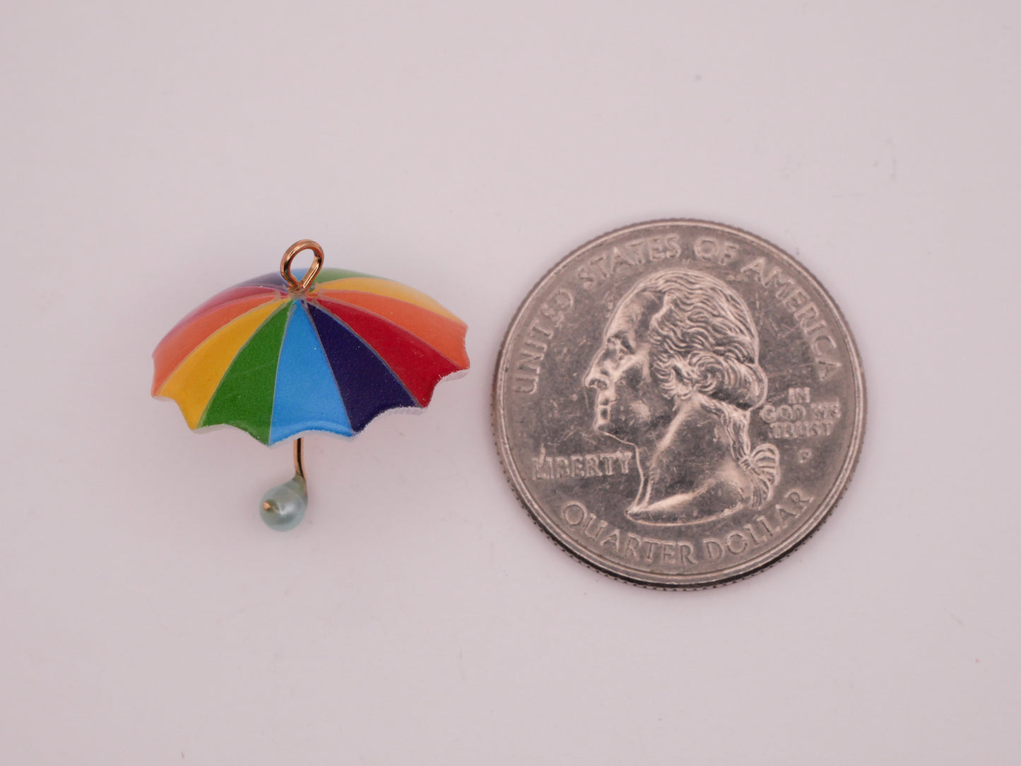 Umbrella Parasol Plastic Metal Set of Three Charms Embellishments 20x21mm