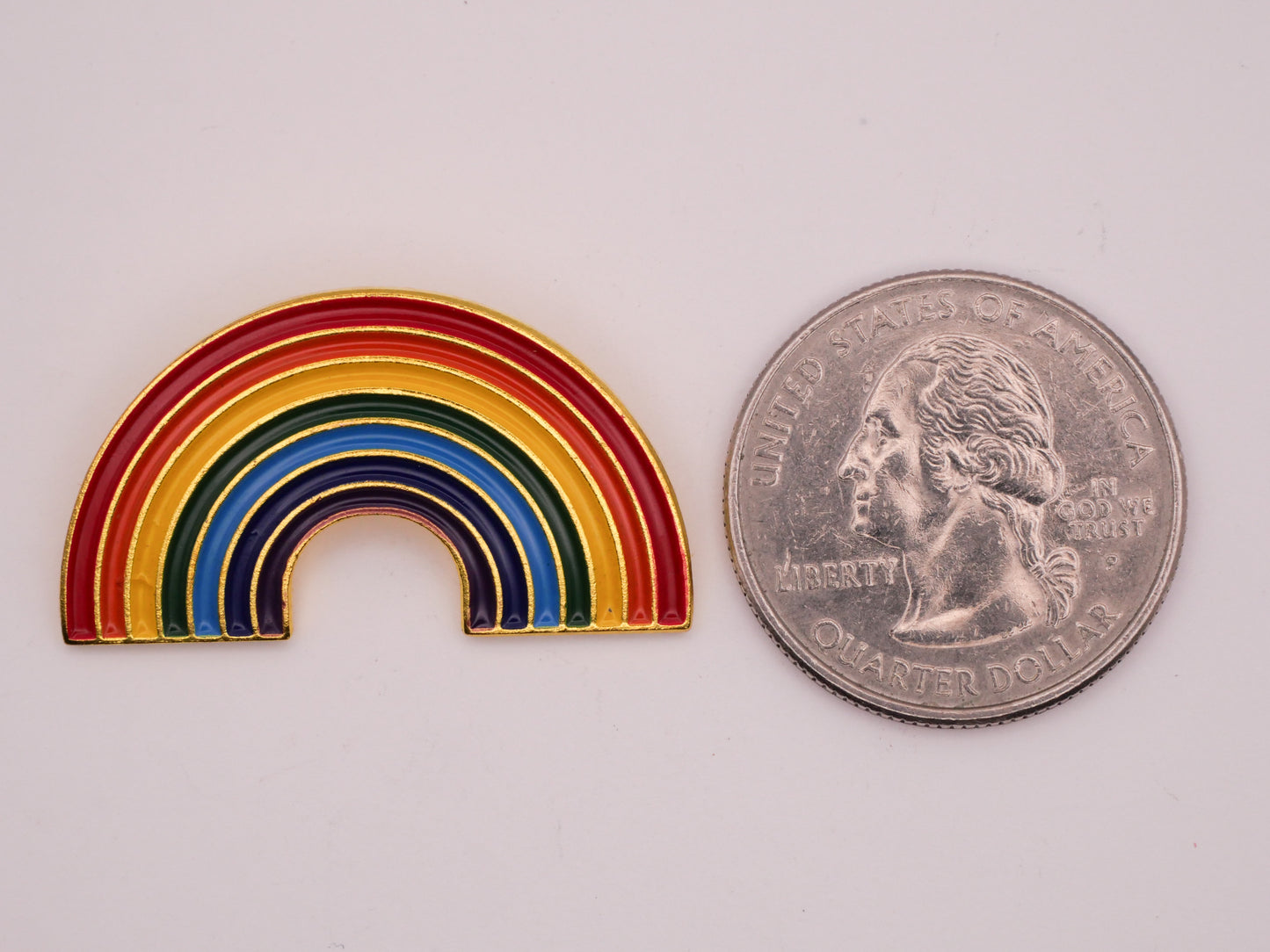 Rainbow Stripes Enamel Metal Button 18x33mm