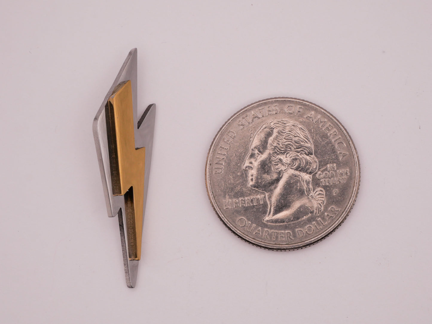 Lightening Bolt Silver Gold Steel Metal Button 12x37mm