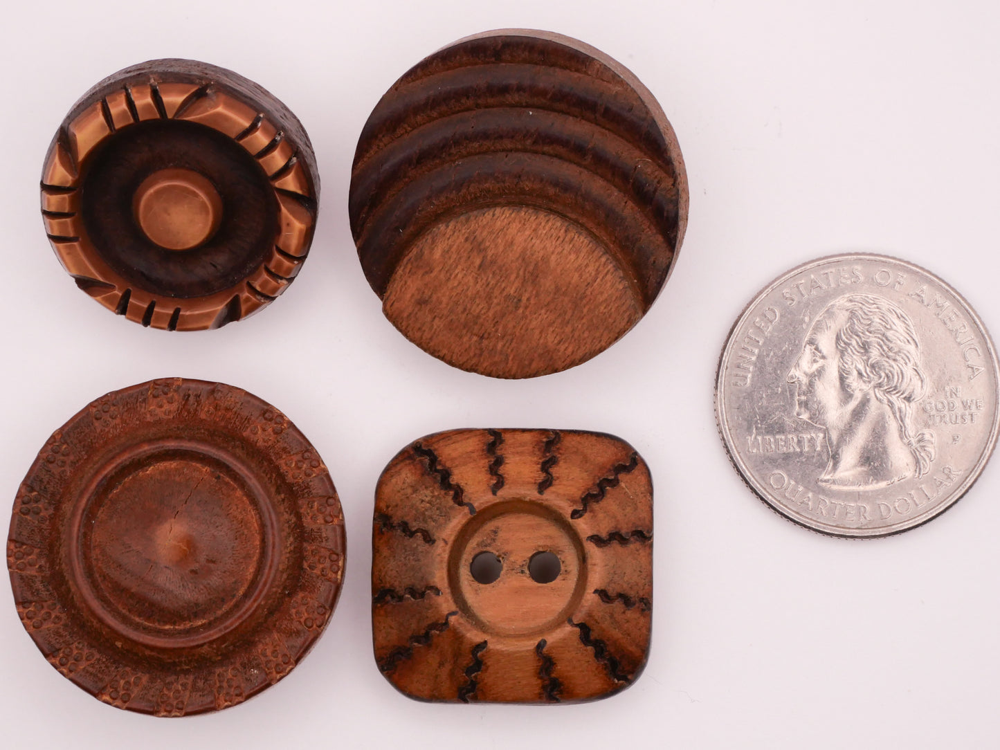 Meteorology Inspired Vintage Carved Wood Buttons Various 23-29mm
