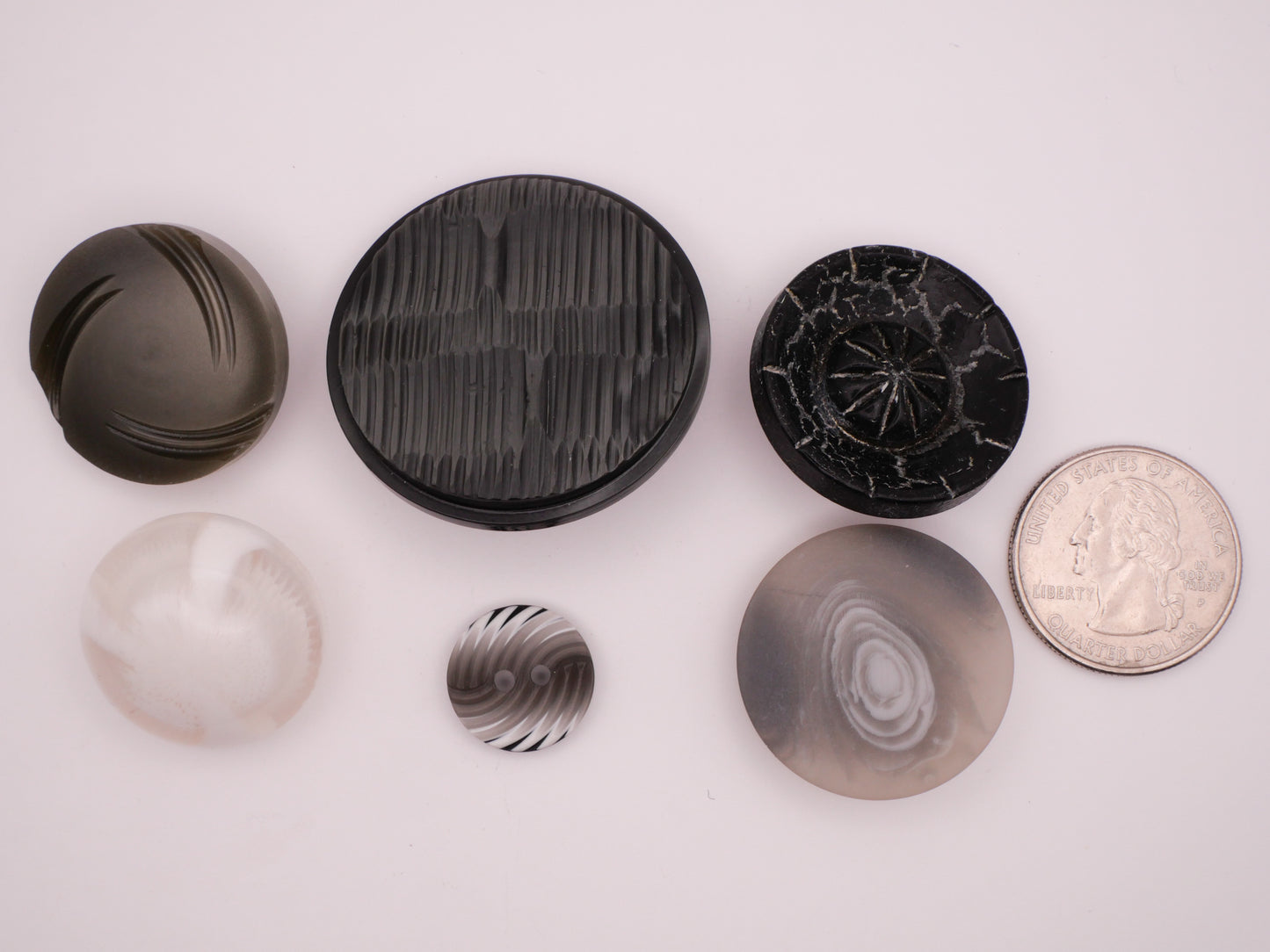 Stormy Grey Gray Vintage Plastic Button Various 15-39mm