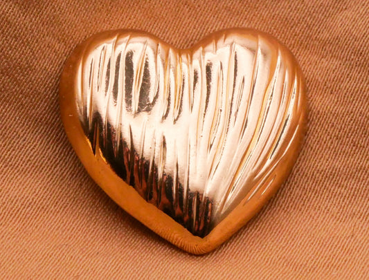 Heart Wood Grain Texture Gold Metal Button 18x20mm