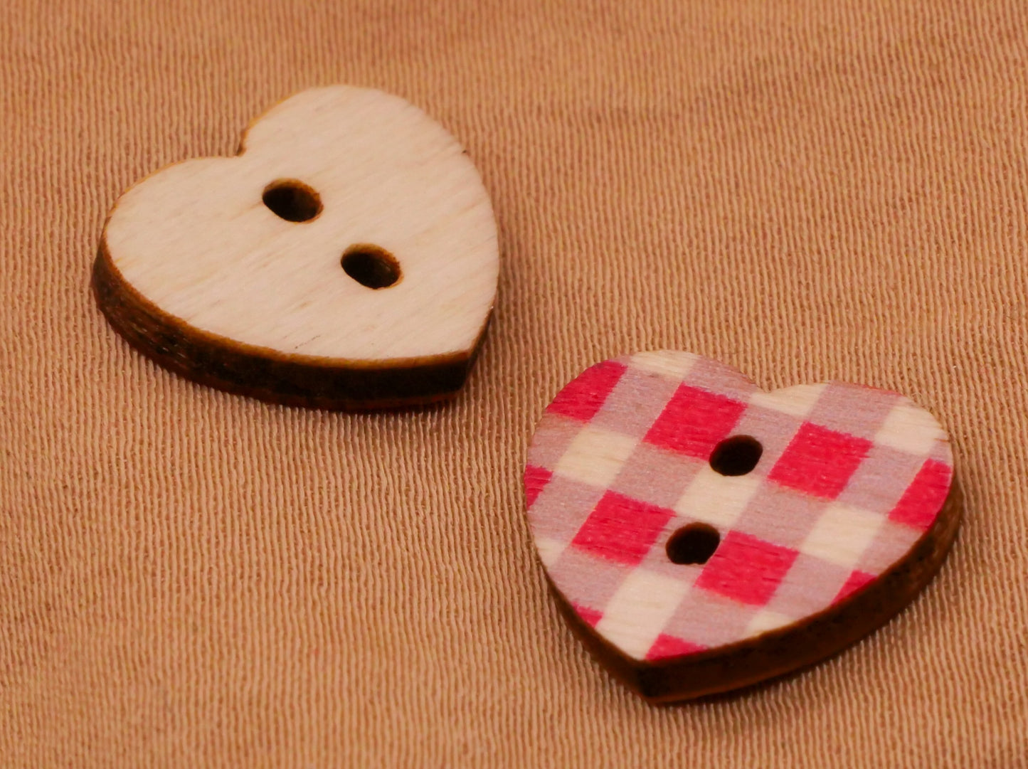 Heart Colorful Patterns Wood Set of Twenty Buttons 14x15mm