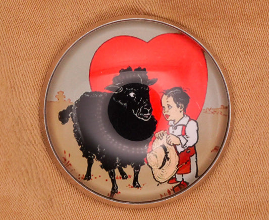 Baa Baa Black Sheep Nursery Rhyme Dome Glass Silver Metal Button 27mm