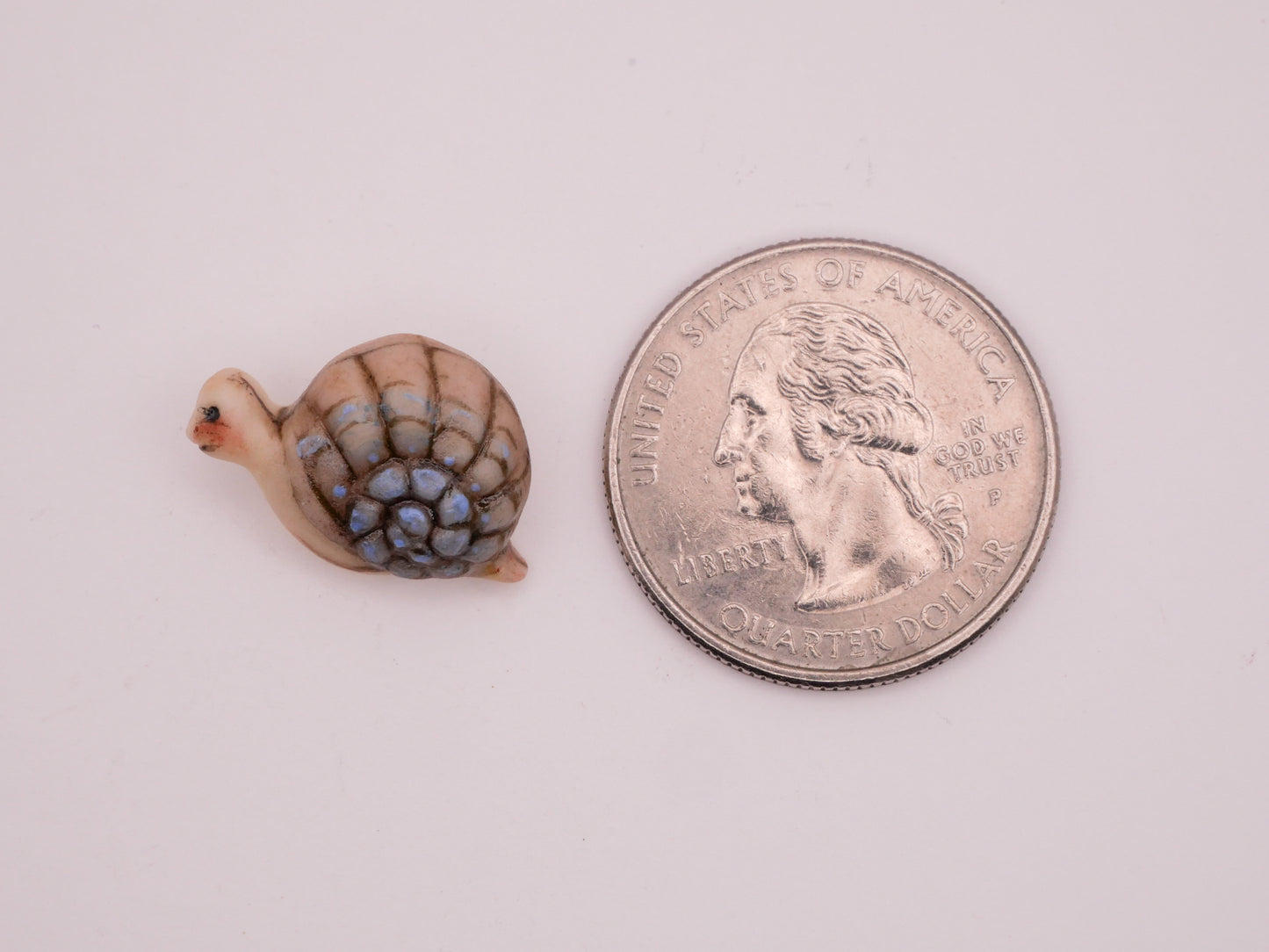 Snail Blue Shell Hand-Painted Porcelain Ceramic Button 13x19mm