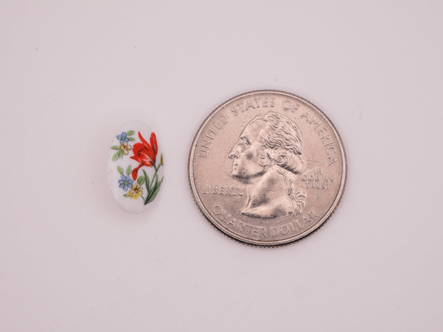 Tulip Flower Vintage Glass Decal Button 10x14mm
