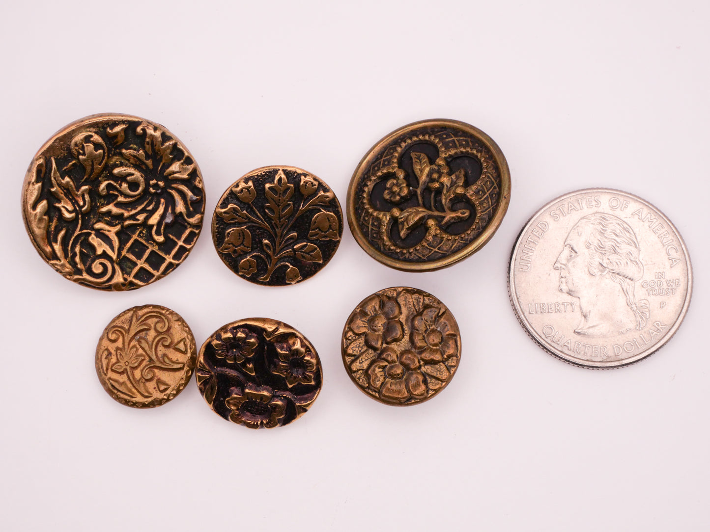 Flowers Floral Bronze Victorian Metal Button Various 14-24mm