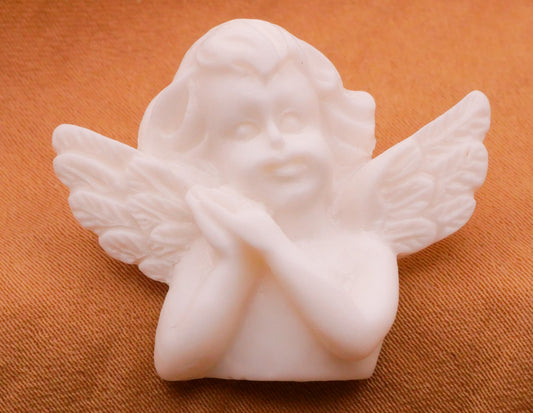 Cherub Angel Carved Marble Look Plastic Button 25x31mm