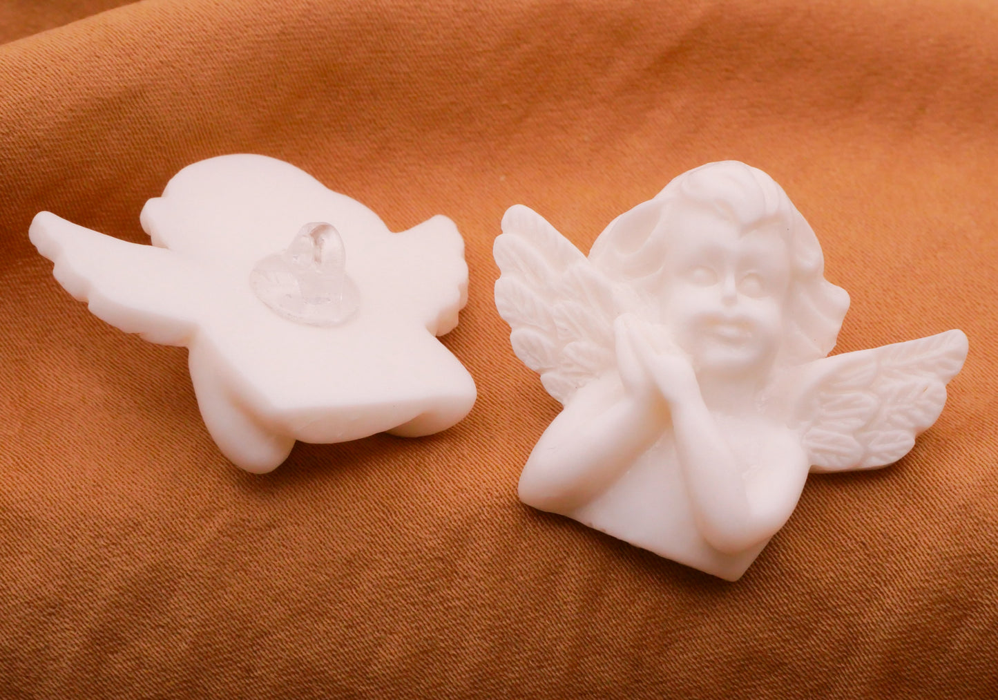 Cherub Angel Carved Marble Look Plastic Button 25x31mm