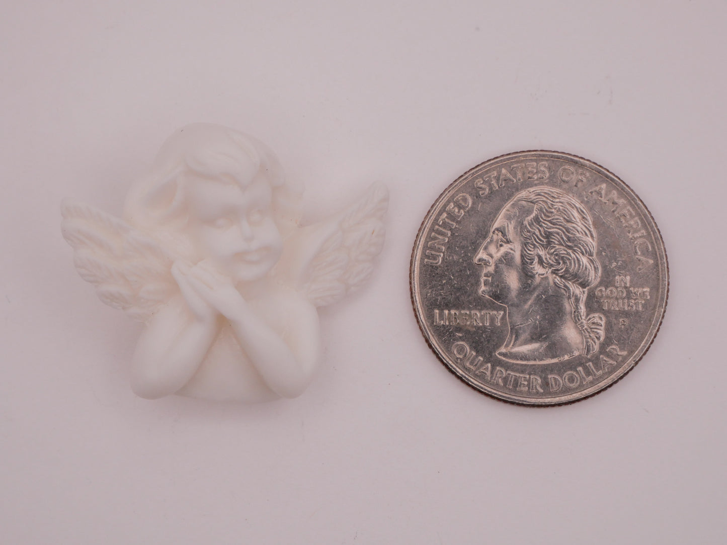 Cherub Angel Carved Marble Look Plastic Button 25x31mm