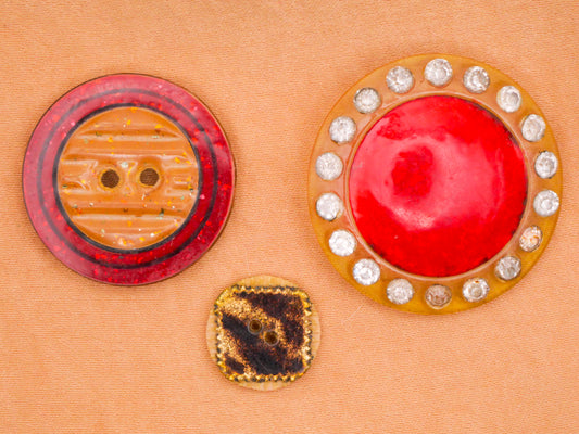 Glitter Rhinestone Celluloid Casein Early Plastic Button Various 15-33mm